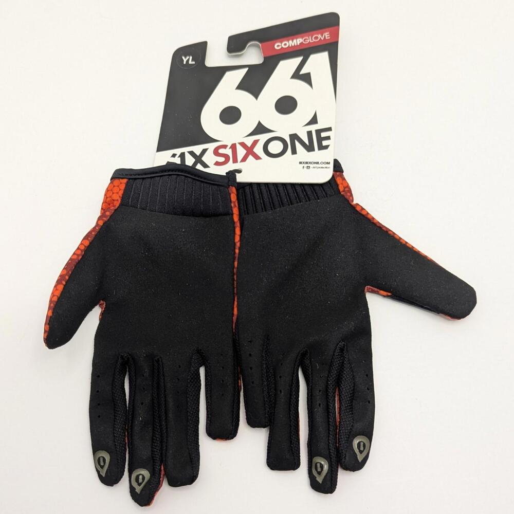 SixSixOne 661 Youth LG Comp Gloves MTB Full Finger Orange Kids Bike New - Picture 3 of 5